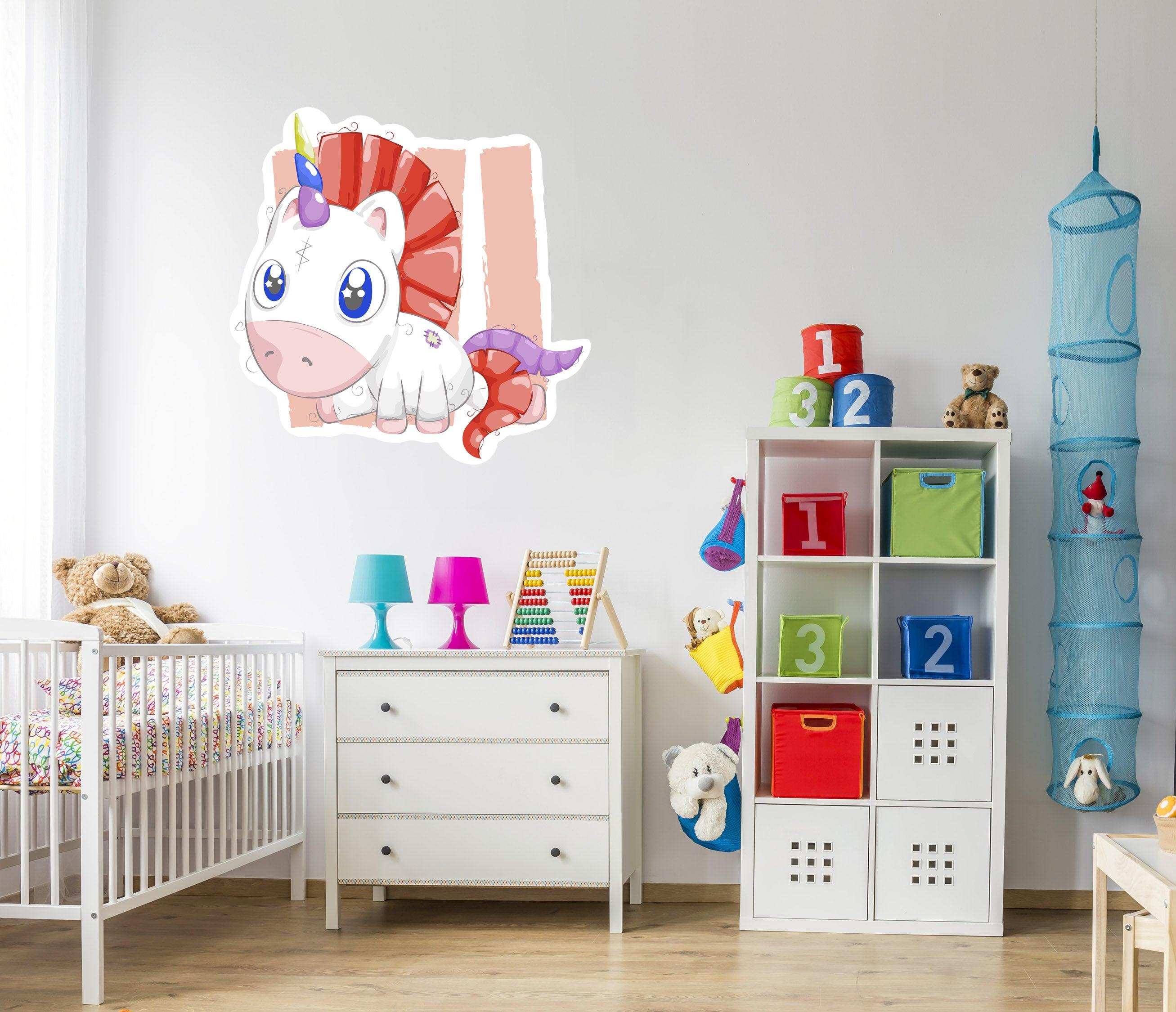 Pastel Cartoon Unicorn Decal: Removable and Cute
