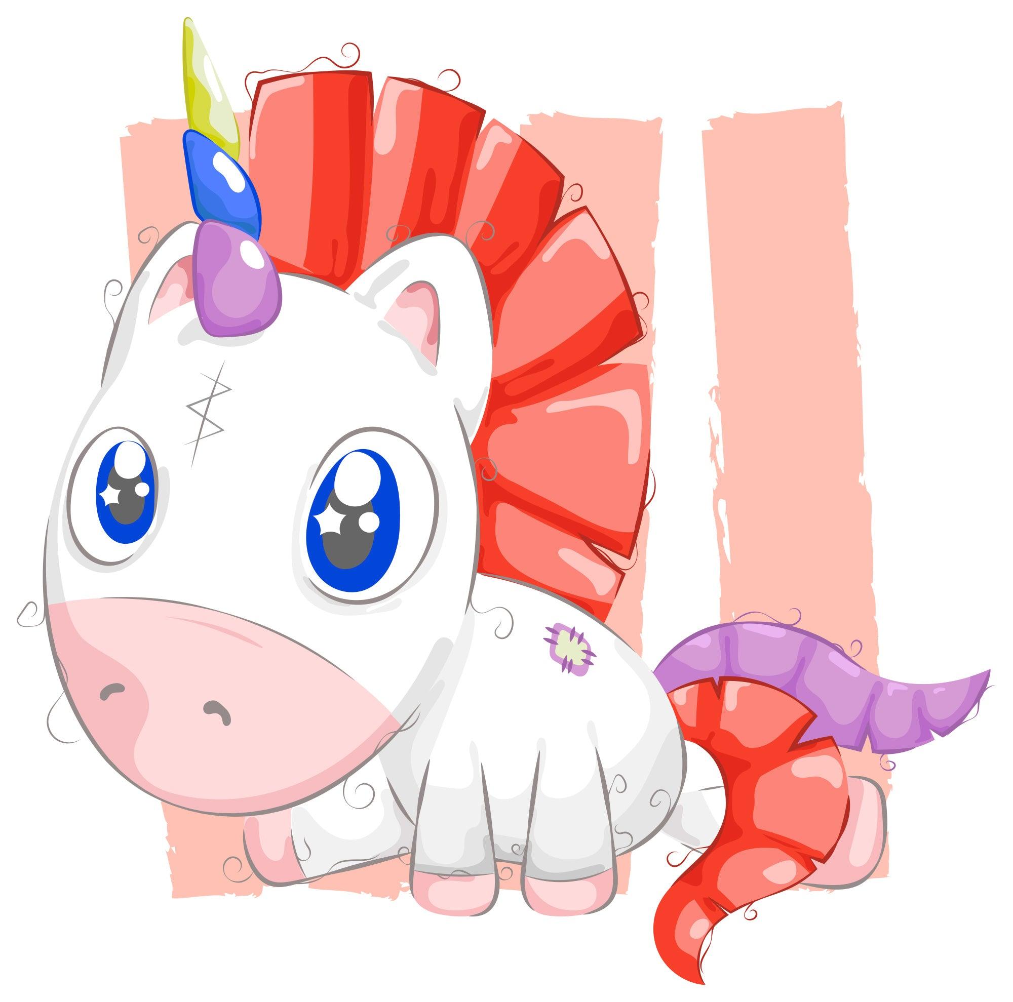 Pastel Cartoon Unicorn Decal: Removable and Cute