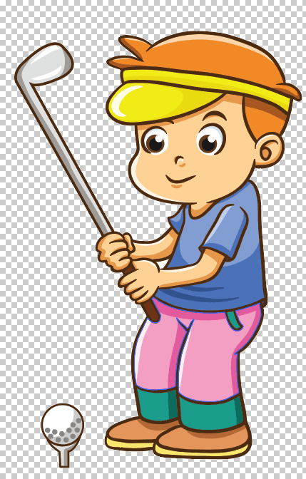 Removable Indoor, Fabric Peel-N-Stick Wall Decal: Golf Kid, Illustrated
