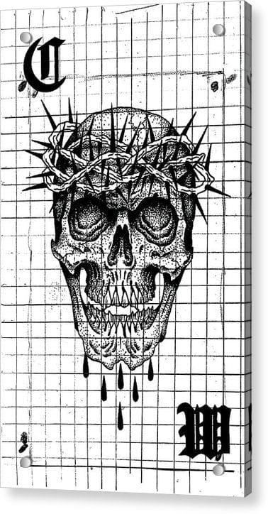 Pixels Acrylic Print 7" x 12" / Aluminum Mounting Posts Richard Skull  - Acrylic Print