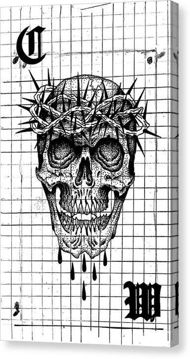 Pixels Canvas Print 7" x 12" / Mirrored / Glossy Richard Skull  - Canvas Print