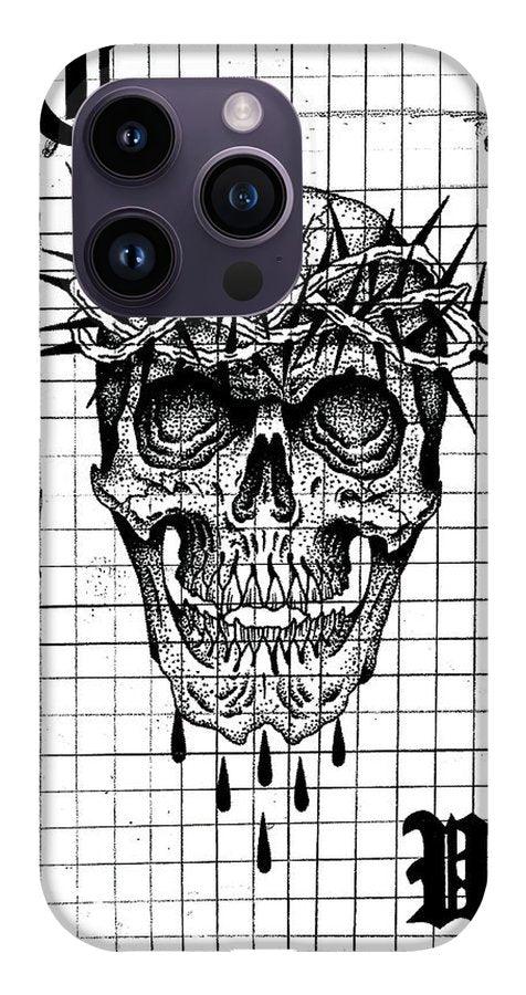 Pixels Phone Case iPhone 14 Pro Case Richard Skull  - Phone Case