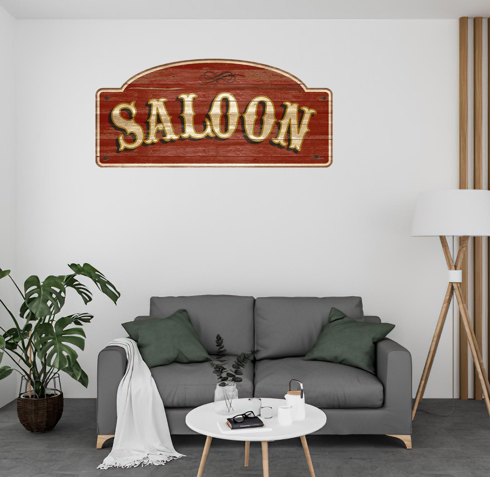 CoolWalls.ca DieCut Saloon Retro Bar Sign Decal, Wall Decal, Peel-N-Stick and Removes Easily Anytime