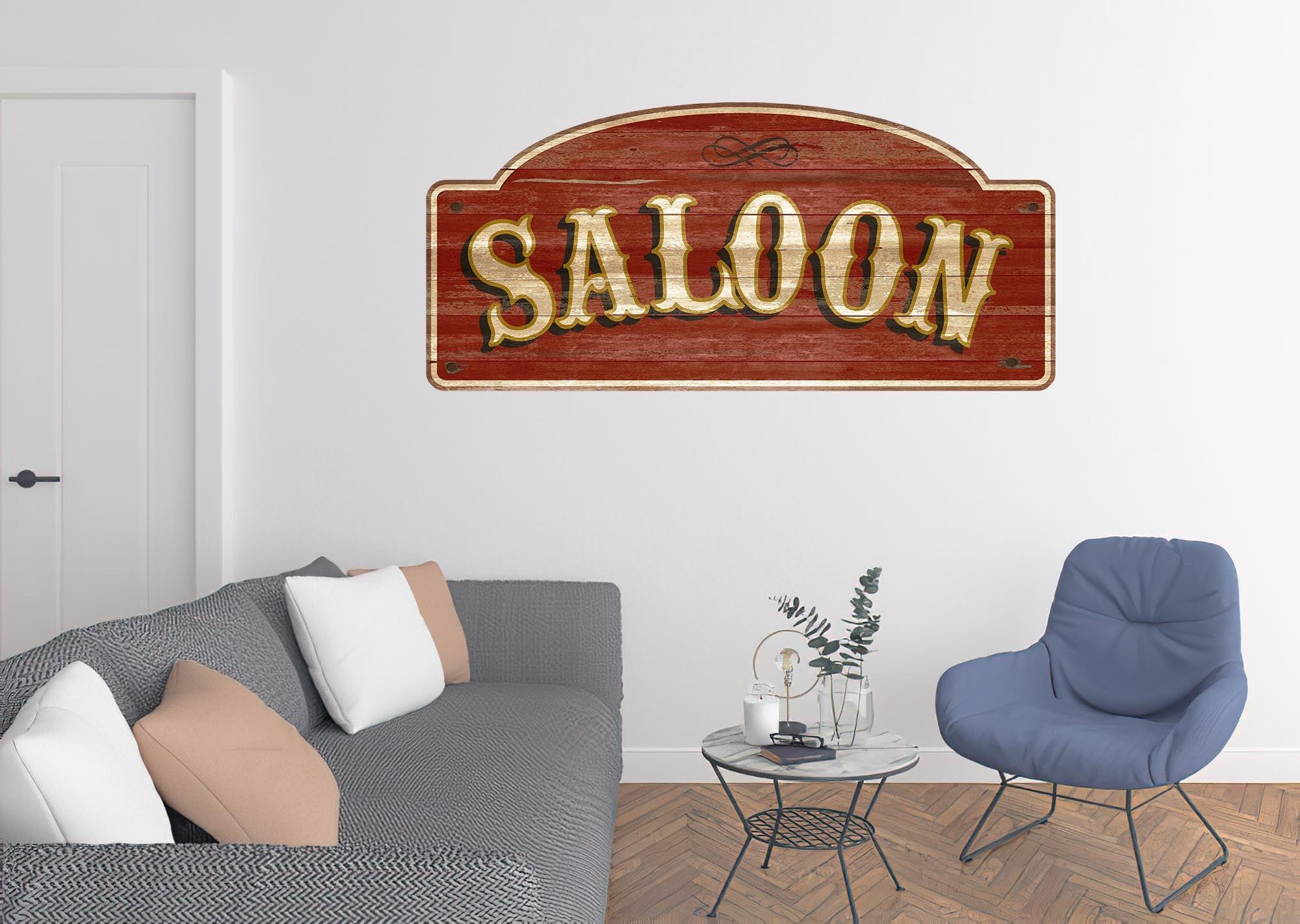 CoolWalls.ca DieCut Saloon Retro Bar Sign Decal, Wall Decal, Peel-N-Stick and Removes Easily Anytime