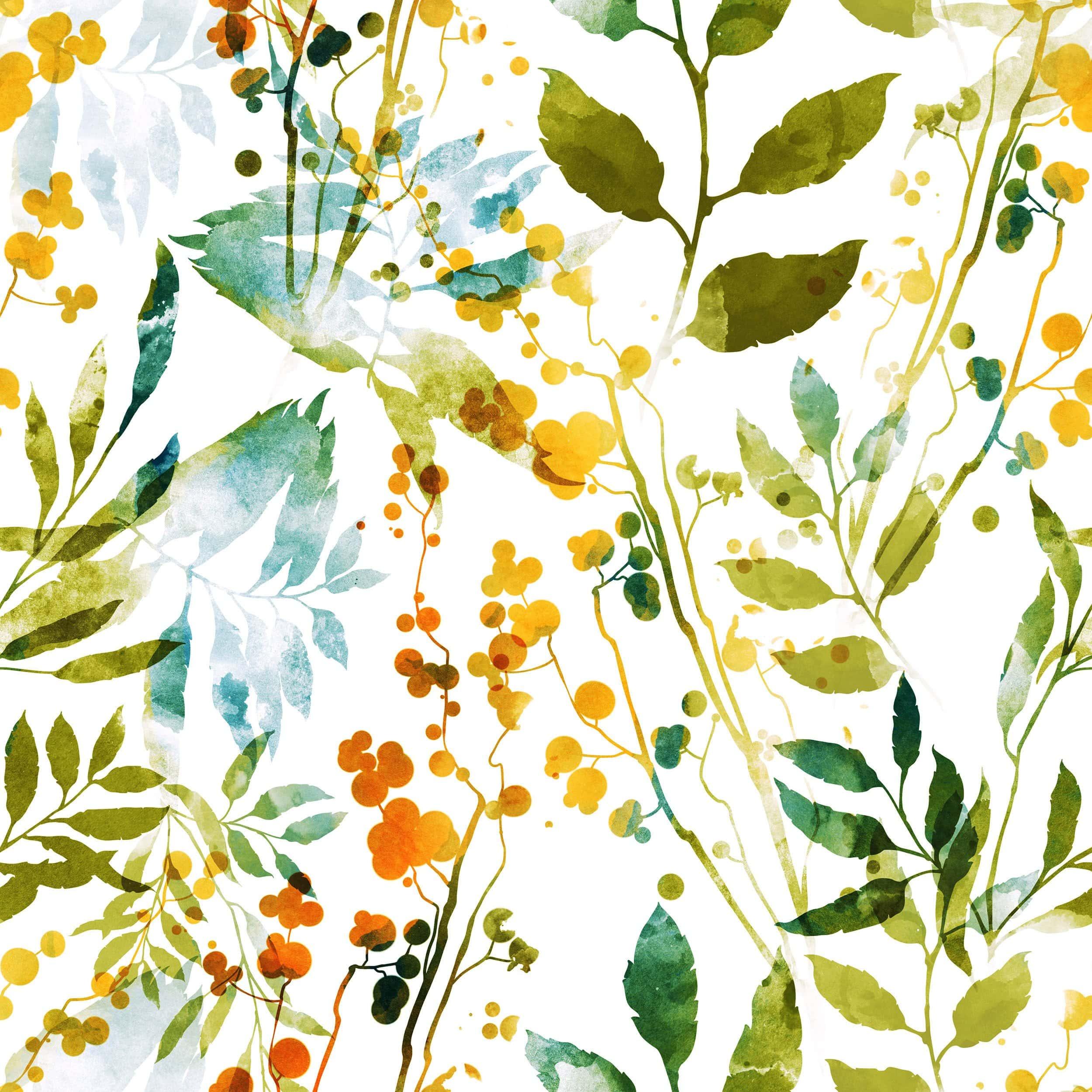 Seamless pattern wallpaper With Green leaves and Ferns 28" Wallpaper