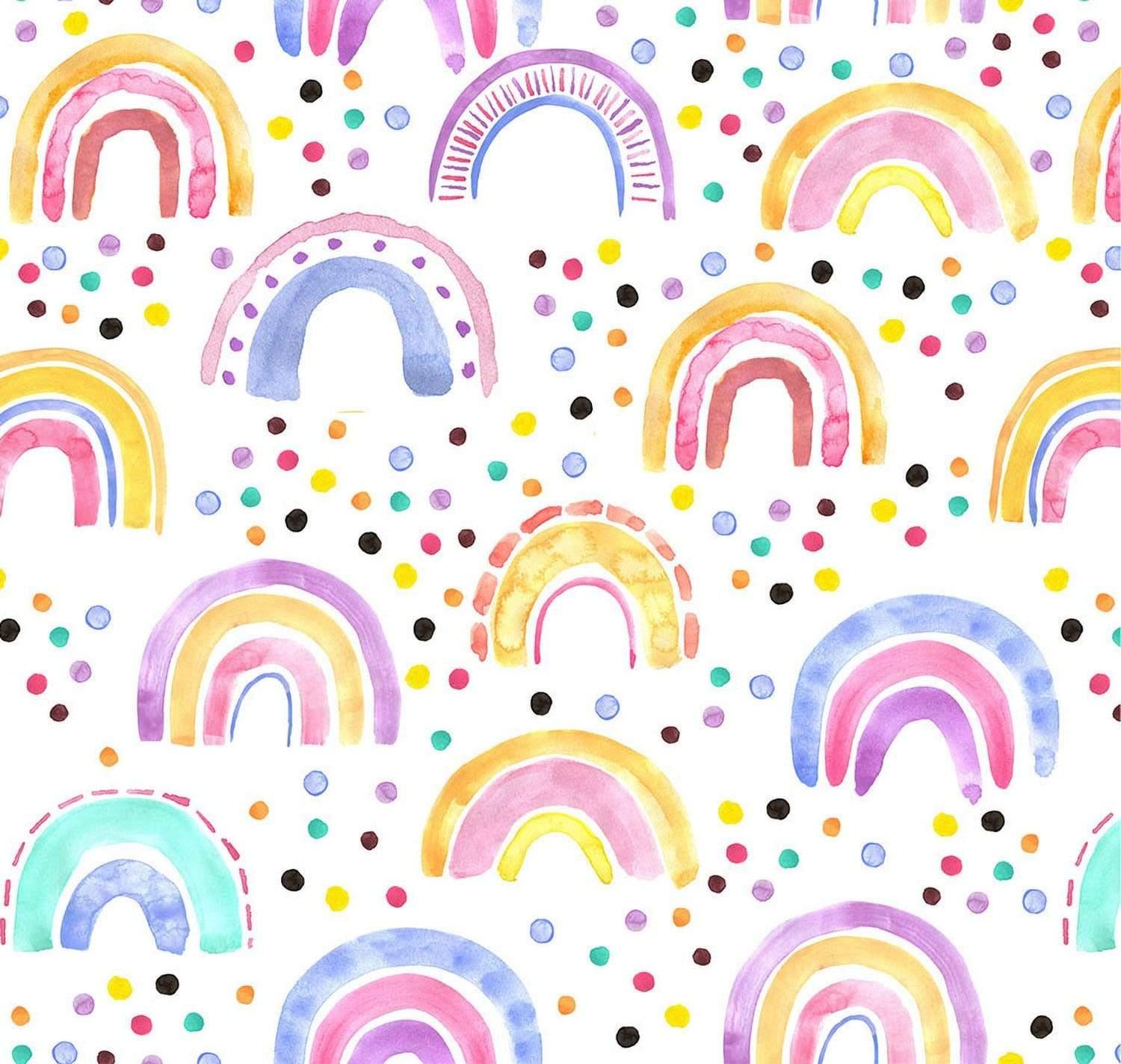 Seamless pattern with watercolor rainbow in pastel colors 28" Wallpaper