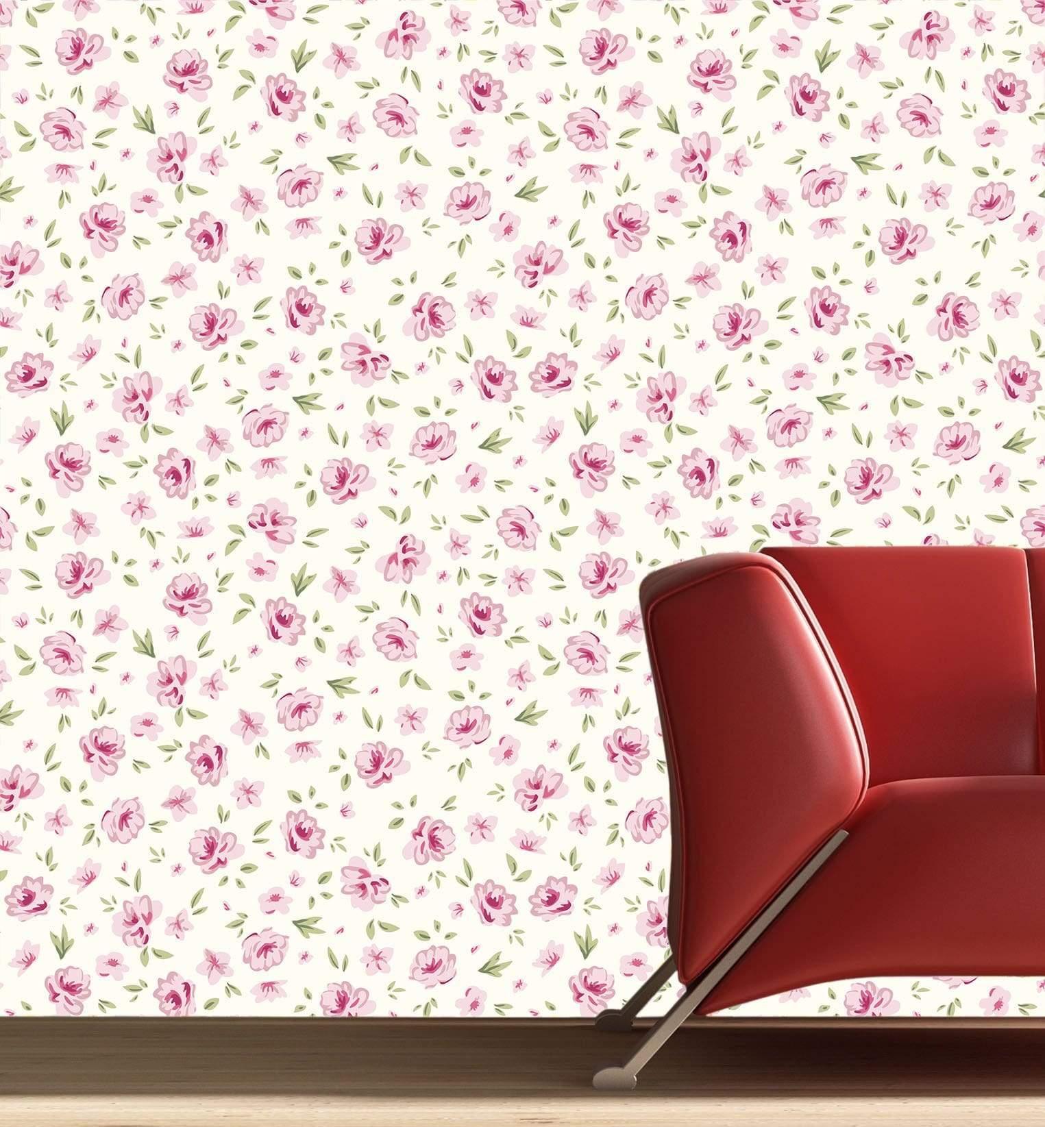 Shabby chic rose pattern floral seamless background 28" Wallpaper
