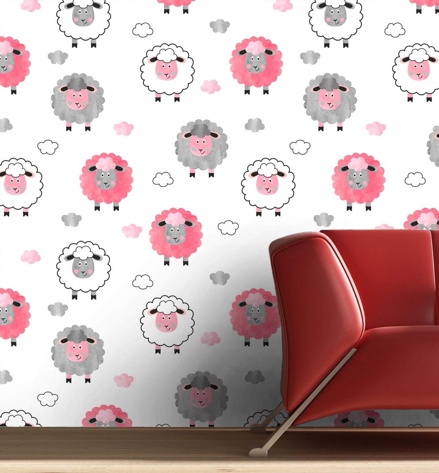 Sheep in Clouds Removable Wallpaper in 28" Rolls