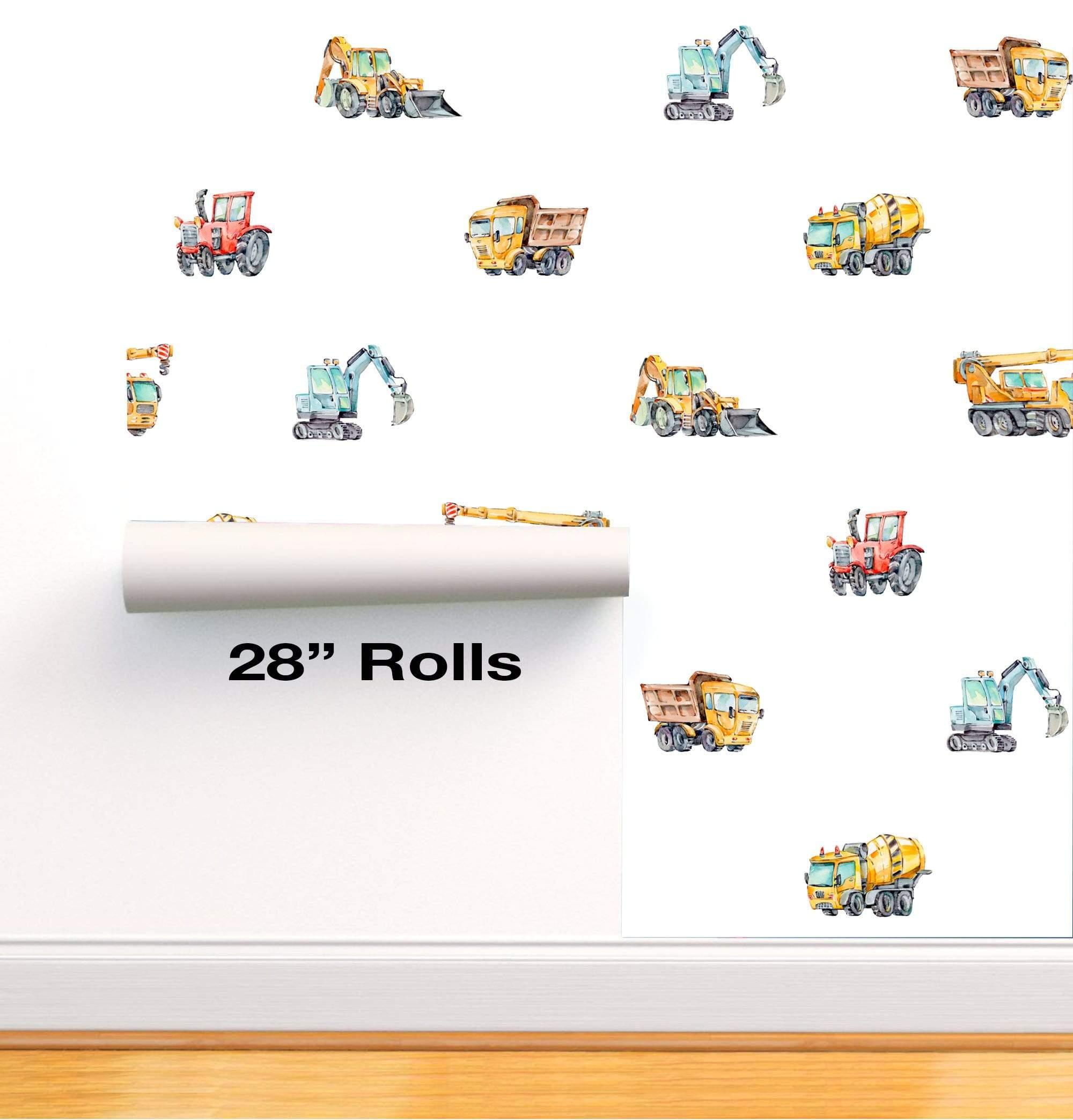 Toy Trucks, Excavator, Tractor, Digger machine Kids removable 28" wallpaper