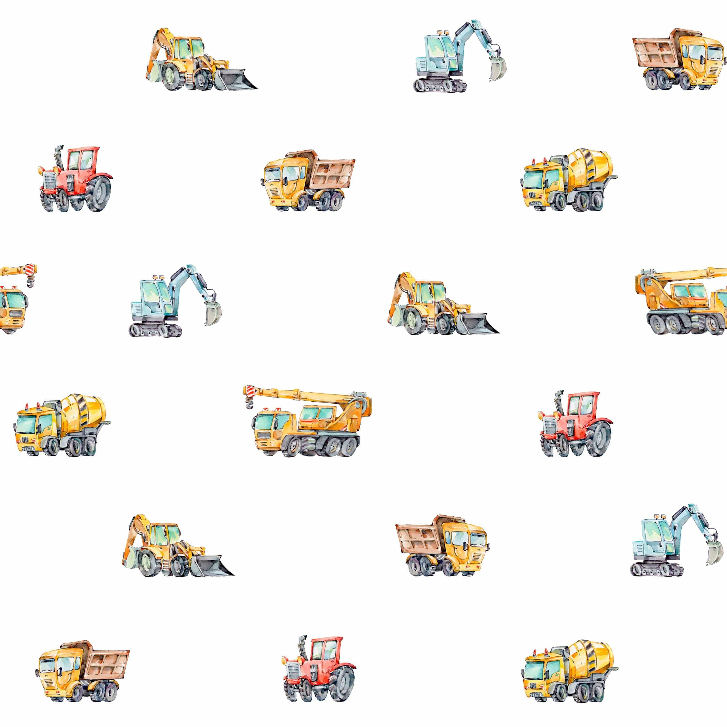 Toy Trucks, Excavator, Tractor, Digger machine Kids removable 28" wallpaper