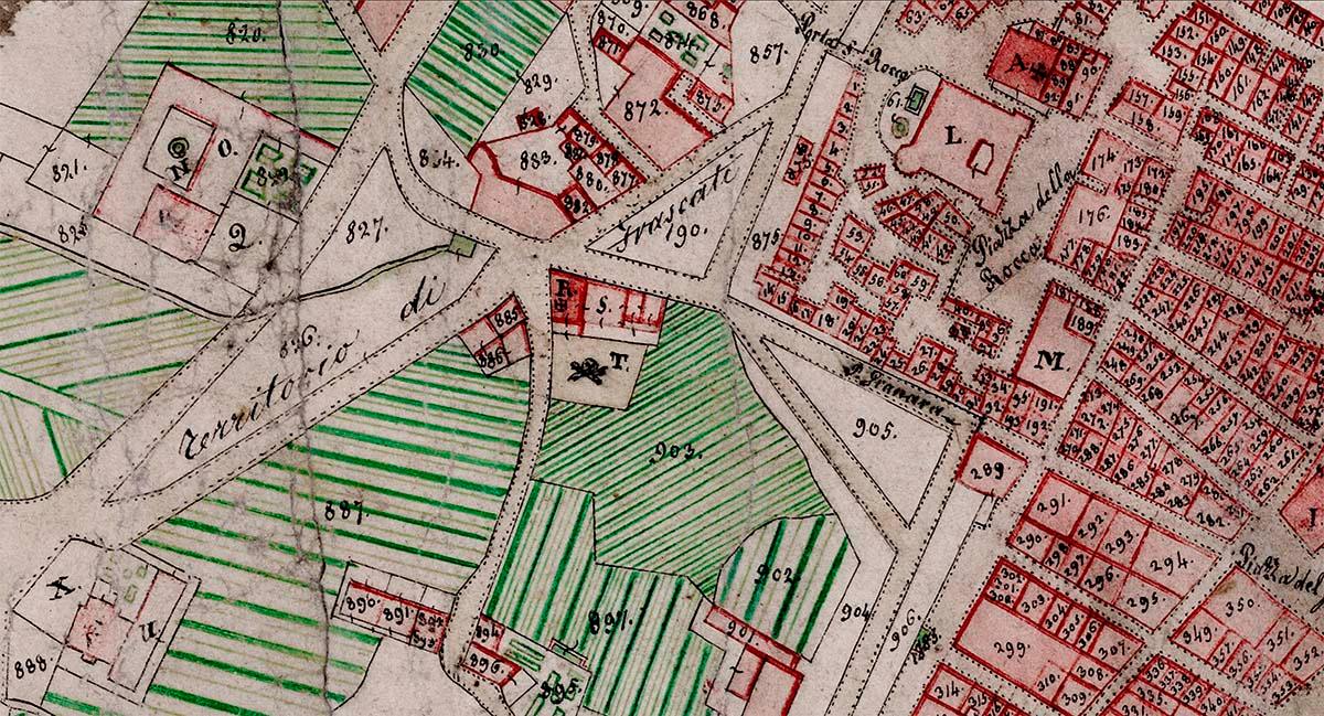 CoolWalls.ca diecut Very Old Map of Frascati, Wall Decal Sticker Wallpaper, PEEL-N-STICK, removable anytime. Great for a classroom