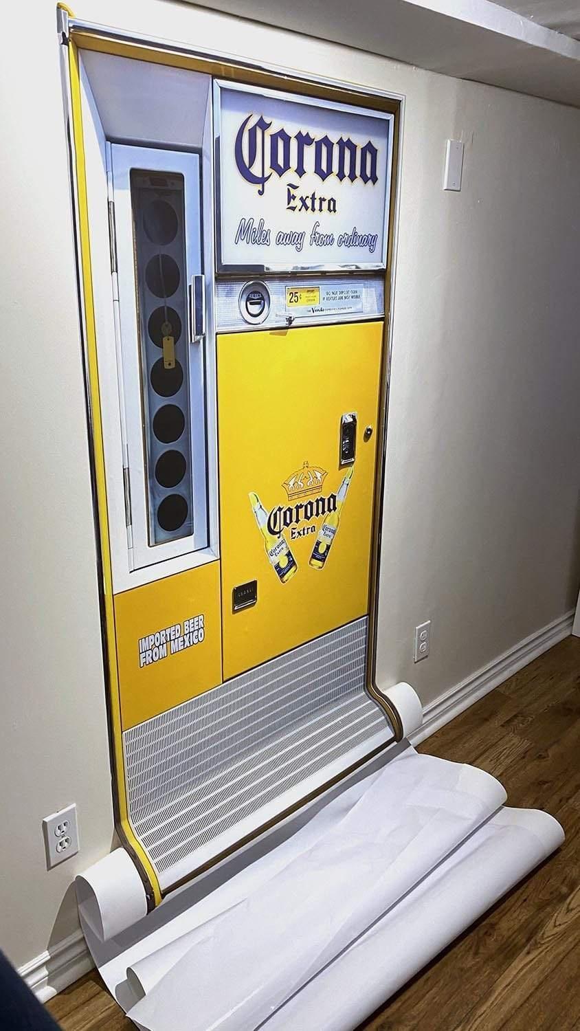 Vintage Beer ending Machine Decal | 68" x 35" | Man Cave | Fabric Decal | Removable