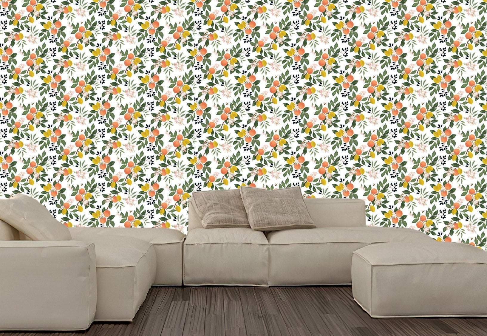 Wallpaper Pattern of green leaves | Removable Wallpaper | Peel-N-Stick | Seamless Pattern | Removable Fabric