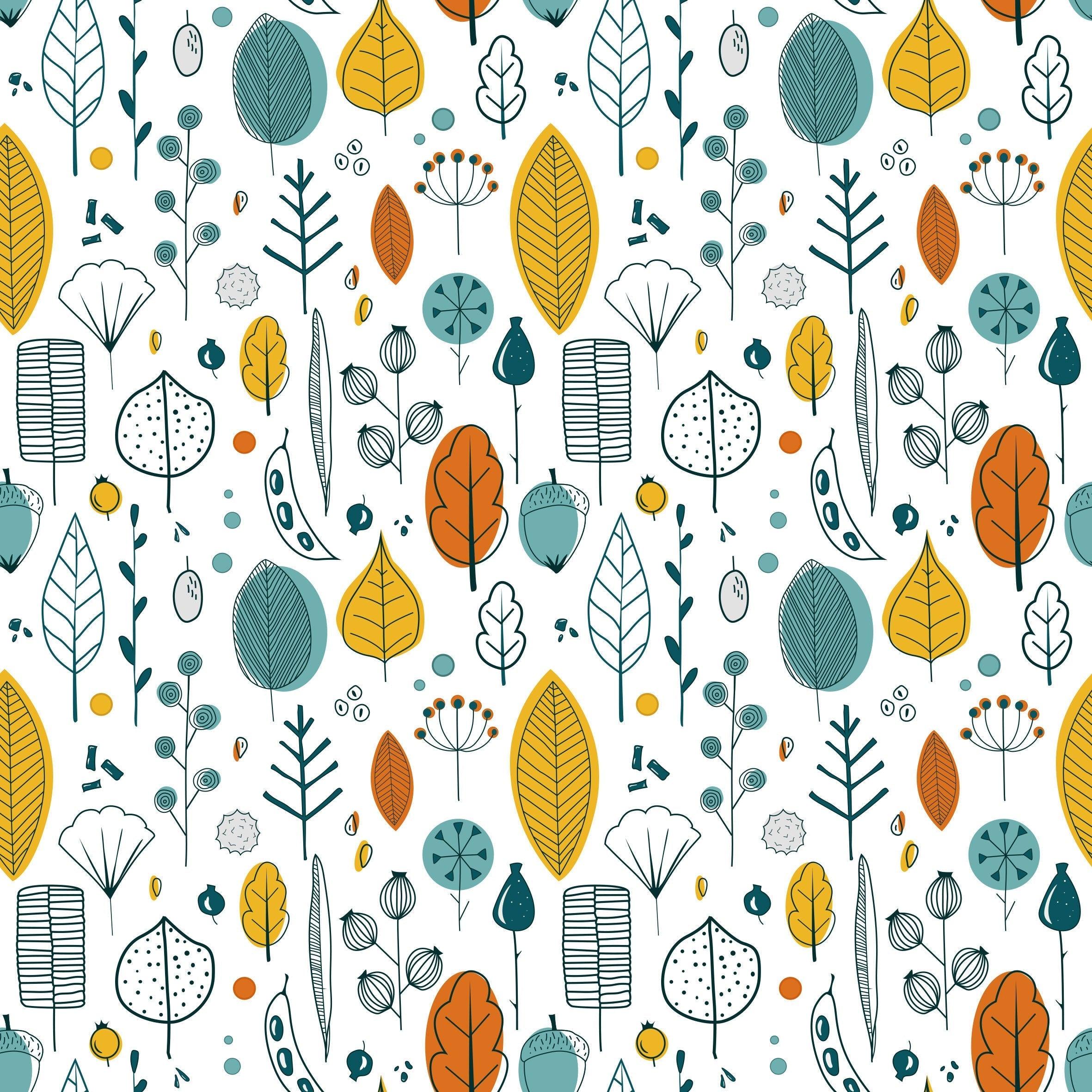 Wallpaper Pattern of drawn leaves Removable Wallpaper Peel-N-Stick Seamless Pattern | Removable Fabric