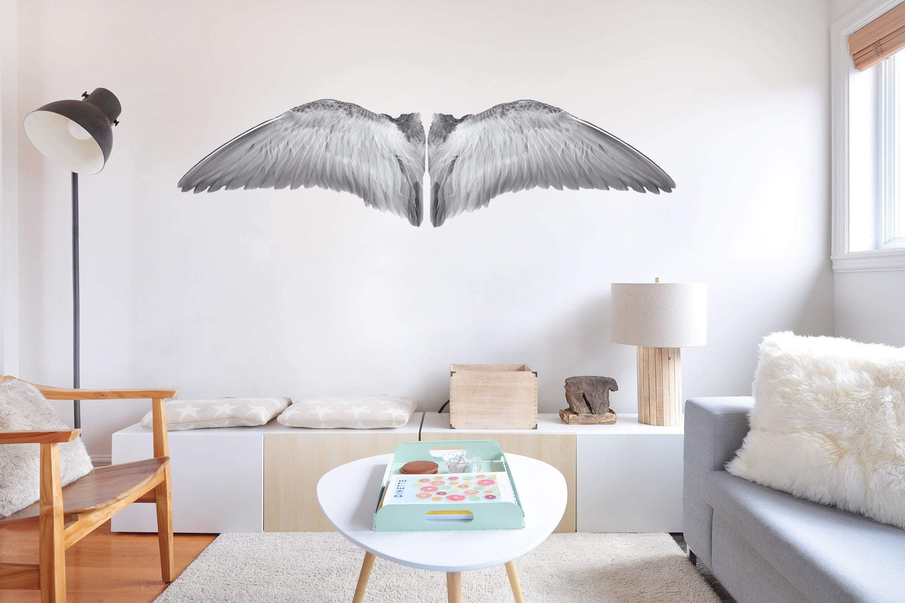 White Gray Wings Die Cut to Wings, Wall Decals, Angel Wings, Bird Wings